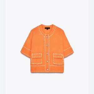 Zara bright Orange Button-Up Cardigan (terry)